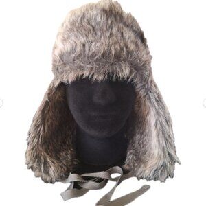 Kangol Wool Ushanka Flannel Hat K0102FA Trapper Style Gray Faux Fur Sz MED
